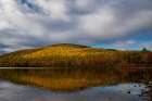 USA, Maine. Fall foliage and mountain reflection on pond, Baxter State Park. Art Print